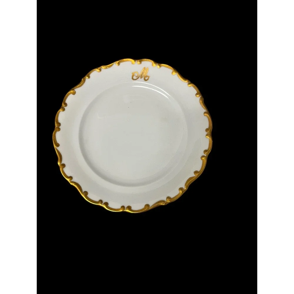 Schumann Arzberg Bavaria White Elegance Gold Monogram M Bread Plates Set of 5 - Picture 9 of 16